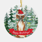 Happy Howlidays Boxer kerstversiering Keramisch Ornament (Voorkant)