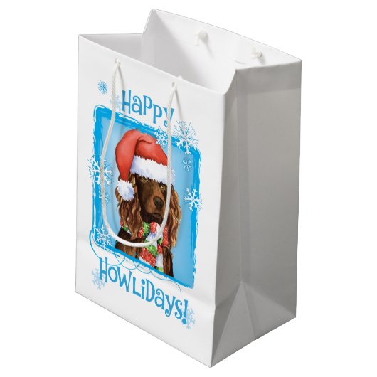 Happy Howlidays Boykin Spaniel Medium Cadeauzakje (Achterkant Gekanteld)