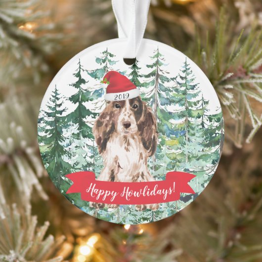 Happy Howlidays Brown Cocker Spaniel Dog Kerstmis Ornament (Boom)
