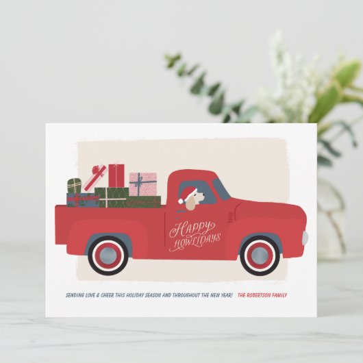 Happy Howlidays Chien dans Camion Dessin Carte de  (Debout devant)