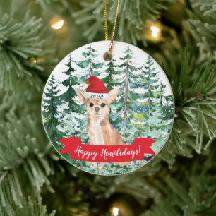 Happy Howlidays Chihuahua Dog kerstversiering Keramisch Ornament