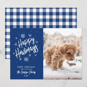 Happy Howlidays Cute Pet Snowflake Photo Invitatio Kaart