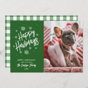 Happy Howlidays Cute Pet Snowflake Photo Invitatio Kaart