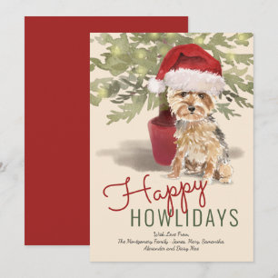 Happy Howlidays Cute Yorkshire Terrier Feestdagenkaart