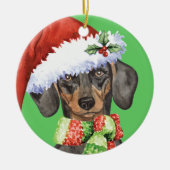 Happy Howlidays Dachshund Keramisch Ornament (Voorkant)