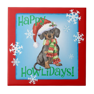 Happy Howlidays Dachshund Tegeltje