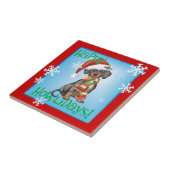 Happy Howlidays Dachshund Tegeltje (Zijkant)