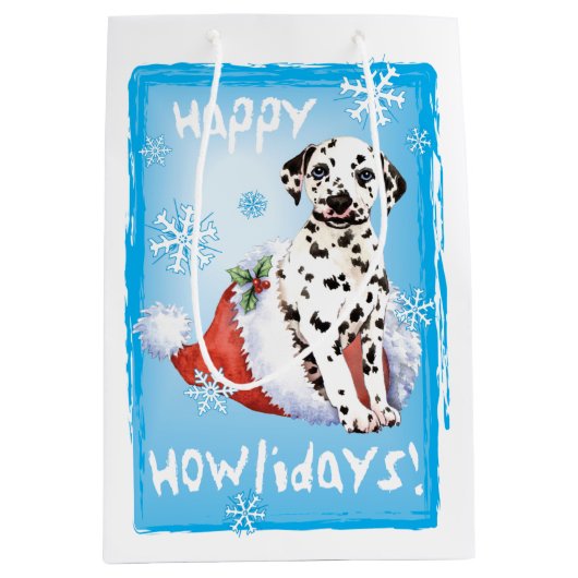Happy Howlidays Dalmatian Medium Cadeauzakje (Voorkant)