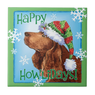 Happy Howlidays Field Spaniel Tile Tegeltje