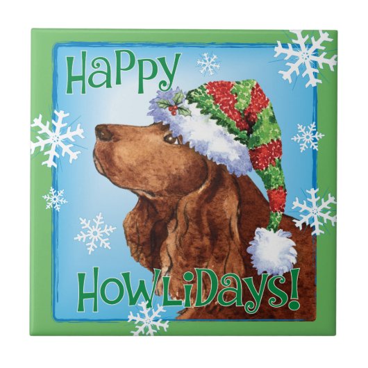 Happy Howlidays Field Spaniel Tile Tegeltje (Voorkant)