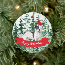 Happy Howlidays Franse bulldog Dog kerstornam