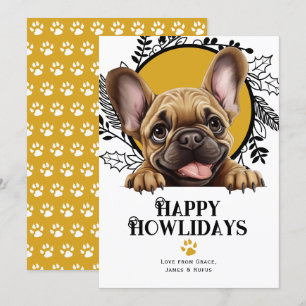 Happy Howlidays French Bulldog Dog Kerstmis Feestdagenkaart