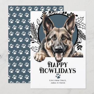Happy Howlidays German Shepherd Dog Kerstmis Feestdagenkaart