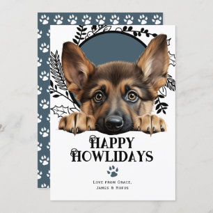 Happy Howlidays German Shepherd Dog Kerstmis Feestdagenkaart