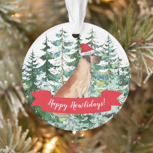 Happy Howlidays Great Dane Dog Kerstmis Ornament (Boom)