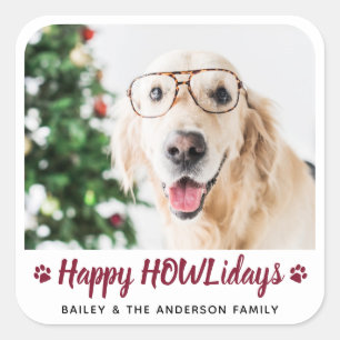 Happy HOWLidays Hondenliefhebber Pet met Kerstmis Vierkante Sticker