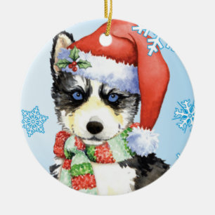 Happy Howlidays Husky Keramisch Ornament