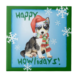 Happy Howlidays Husky Tegeltje