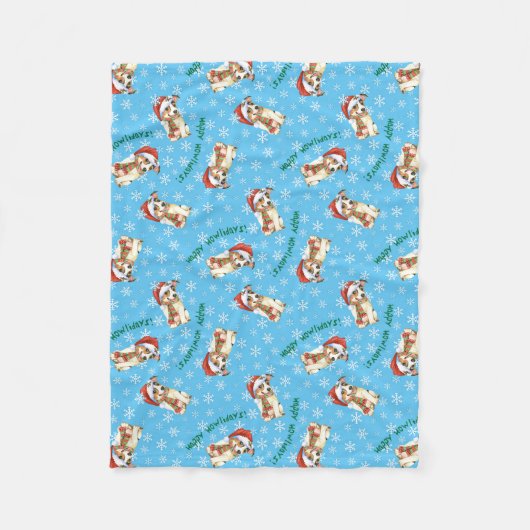 Happy Howlidays Jack Russell Terrier Fleece Deken (Voorkant)