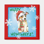 Happy Howlidays Jack Russell Terrier Magnet Magneet (Voorkant)