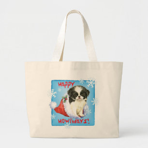 Happy Howlidays Japanse Chin Grote Tote Bag