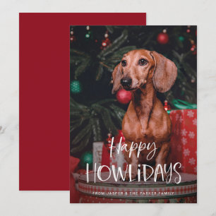 Happy Howlidays   kerstfoto van Cute Pet Dog Feestdagenkaart