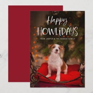 Happy Howlidays   kerstfoto van Cute Pet Dog Feestdagenkaart