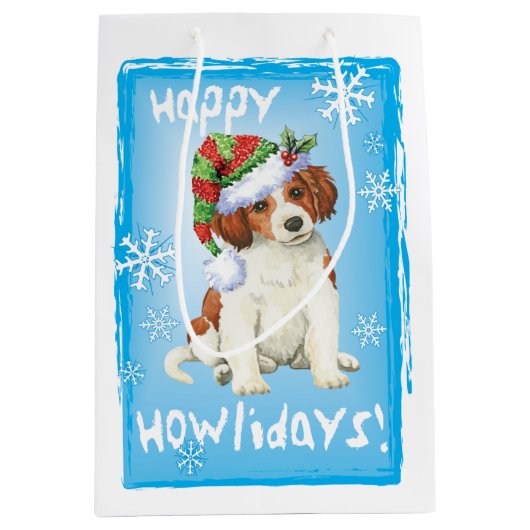 Happy Howlidays Kooikerhondje Medium Cadeauzakje (Voorkant)