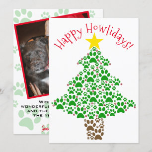 Happy Howlidays Leuke Poot Print Kerstboom Foto Feestdagenkaart