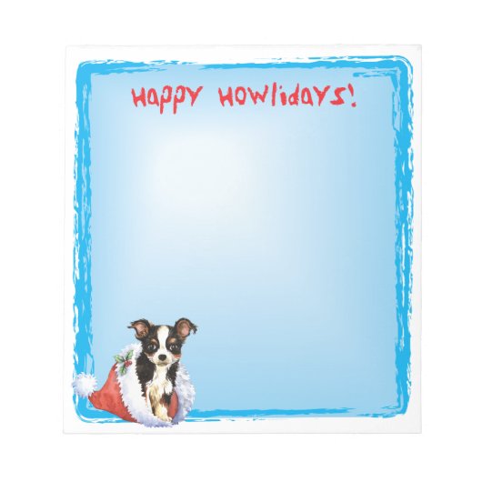 Happy Howlidays Long Coat Chihuahua Notitieblok (Voorkant)