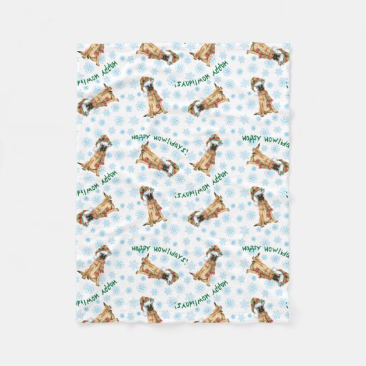 Happy Howlidays Malinois Fleece Deken (Voorkant)