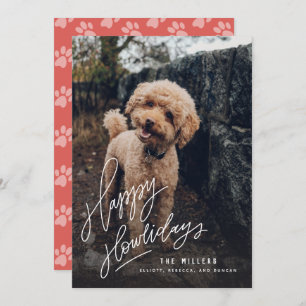 Happy Howlidays met handschrift   Foto Pet Dog Feestdagenkaart