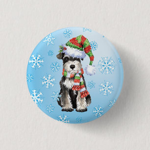 Happy Howlidays Miniature Schnauzer Ronde Button 3,2 Cm