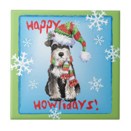 Happy Howlidays Miniature Schnauzer Tegeltje