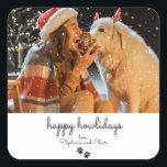 Happy Howlidays Minimal Christmas Pet Sticker<br><div class="desc">Faites vos cadeaux de vacances encore plus paw-some avec cet autocollant "Happy Howlidays" personnalisable ! Doté d'une image festive d'un moment joyeux entre un chien et son humain, cet autocollant ajoute une touche chaleureuse et personnelle à votre emballage de vacances. Personnalisez l'image et le message pour en faire le vôtre....</div>
