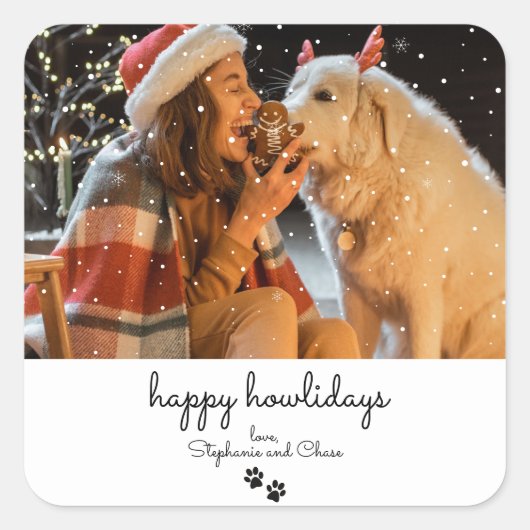 Happy Howlidays Minimal Christmas Pet Sticker (Devant)