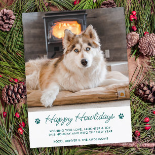 Happy Howlidays Modern Cute Pet Dog Foto Holiday Briefkaart