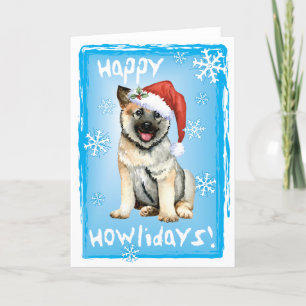 Happy Howlidays Noorse Elkhound Holiday-kaart Feestdagen Kaart