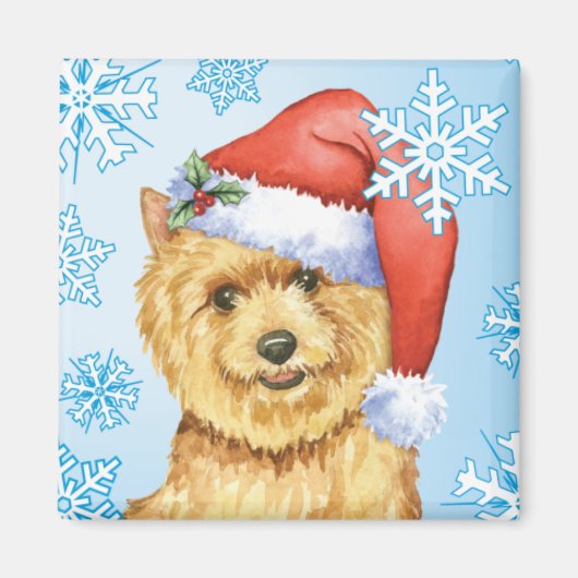 Happy Howlidays Norwich Terrier Magneet (Voorkant)