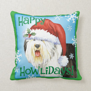 Happy Howlidays Old English Sheepdog Kussen