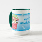 Happy Howlidays Pembroke Welsh Corgi Mok (Voorkant links)