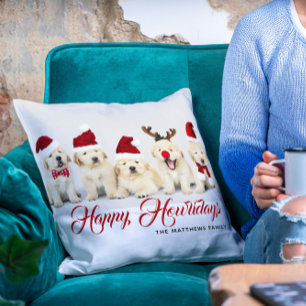 Happy Howlidays Pet Dog Holiday Foto Kerstmis Kussen
