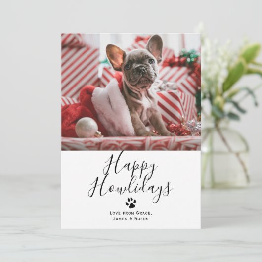 Happy Howlidays Pet Dog kerstKaart Kaart (Staand voorkant)