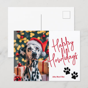 Happy Howlidays Pet Foto Kerstmis Rood Briefkaart