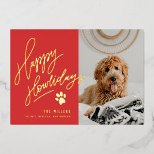 Happy Howlidays Pet met kerstfoto Folie Feestdagenkaart