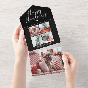 Happy Howlidays Photo Collage Dog kerstkaart All In One Uitnodiging