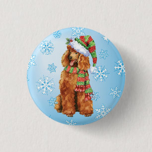 Happy Howlidays Poodle Ronde Button 3,2 Cm