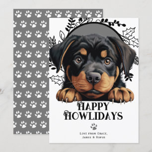 Happy Howlidays Rottweiler Dog Kerstmis Feestdagenkaart