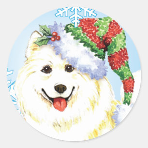 Happy Howlidays Samoyed Ronde Sticker