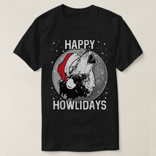 Happy Howlidays Shirt kerstwolf (Design voorkant)